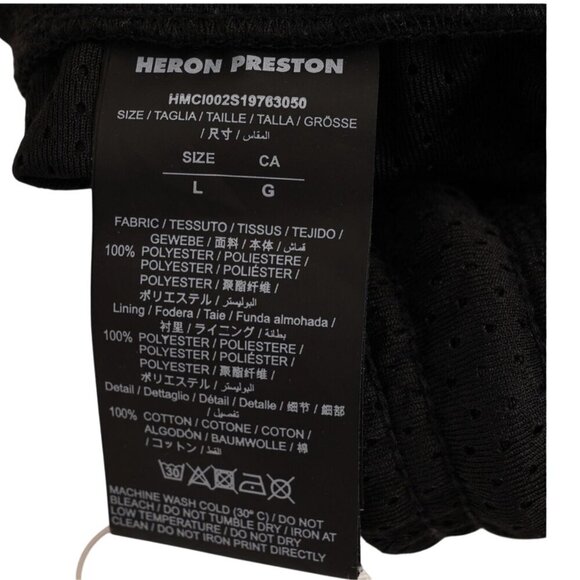 Heron Preston Mens Black Mesh Basket Racing Shorts Logo Basketball L MSRP $380 - Picture 6 of 8